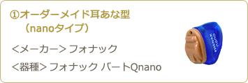 (1)オーダーメイド耳あな型（ｎａｎｏタイプ）